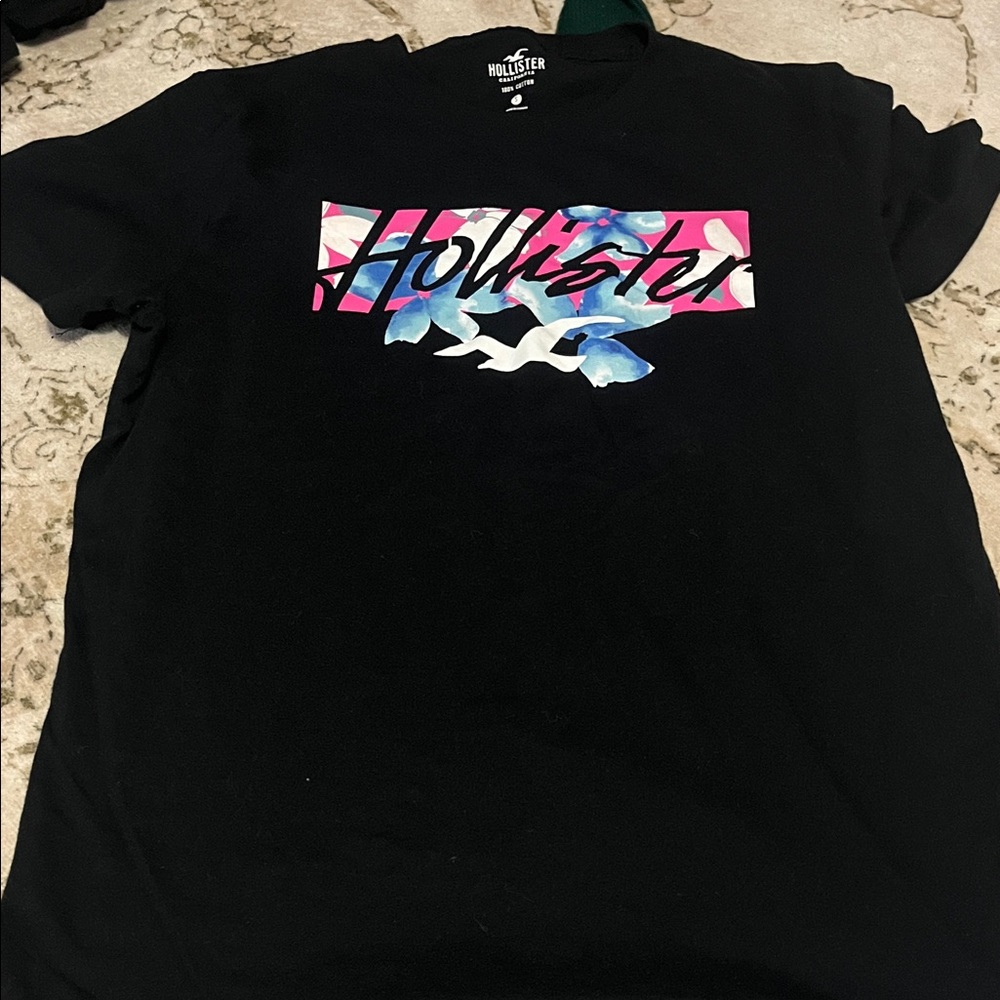 Hollister Black Tee with Vibrant Graphic